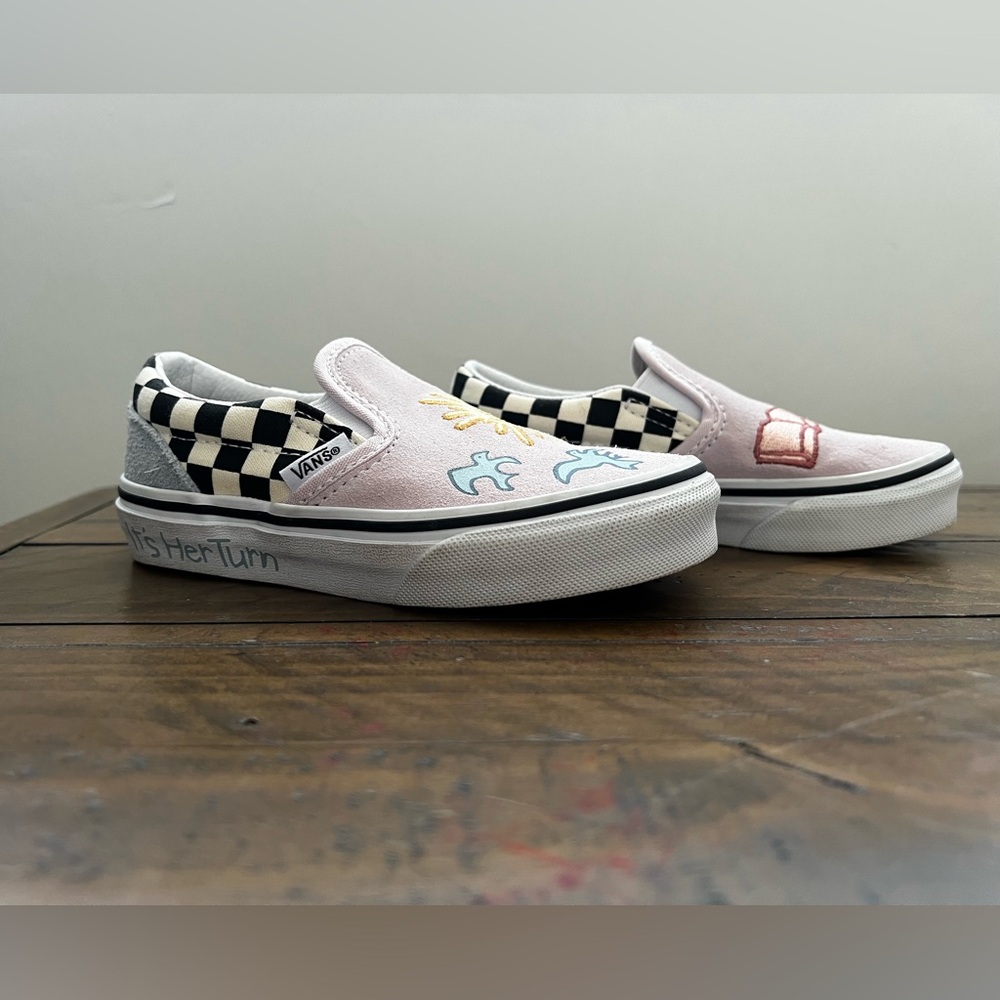 Toddler Girls Vans Slip-On with Designs & Checkerboard